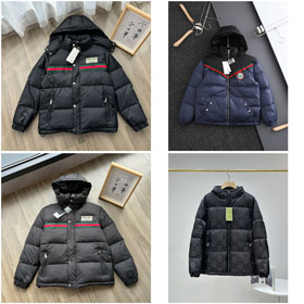 Gucci logo-embroidered hooded down jacket-4885