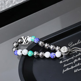 Louis Vuitton LV colorful beads letters stitching floral bracelet with metal chain-0037