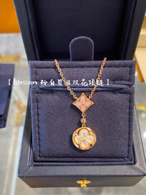 Louis Vuitton LV rose gold two-tone shell double flower necklace-0063