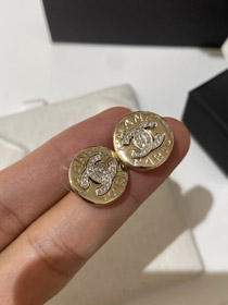 Chanel gold and silver color matching round earrings-0072
