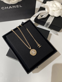 Chanel light gold gold and silver color matching round necklace-0073