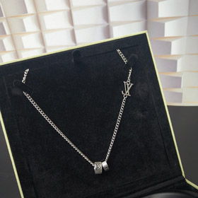 Louis Vuitton LV silver-plated letter ring necklace-0085