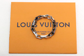 Louis Vuitton LV striped silver and black stitching tempered bamboo bracelet-0106
