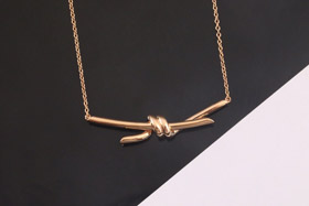 Tiffany rose gold bow necklace clavicle chain-0158