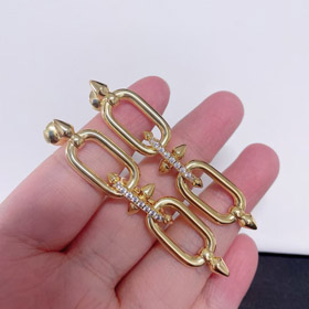 Tiffany diamond double ring chain earrings-0160