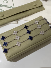 Van Cleef & Arpels white gold natural blue five-pattern stone diamond bracelet-0168