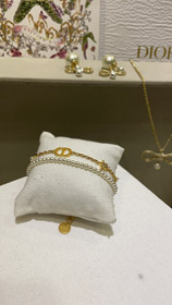Dior gold diamond star pearl chain double bracelet -0187
