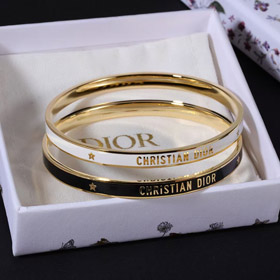 Dior bracelet gold finish metal black lacquer thin bracelet-0192