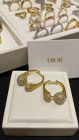 Dior French full diamond small golden ball gold earrings-0194