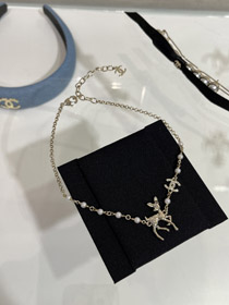 Chanel Golden Deer Full Diamond Double C Pearl Necklace-0232