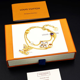 Louis Vuitton LV double metal chain inlaid diamond bracelet-0285