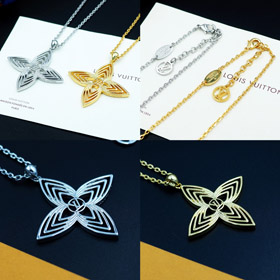 Louis Vuitton LV hollow flower and letter spike flower necklace-0289