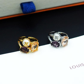 Louis Vuitton LV metal flower claw diamond ring-0291