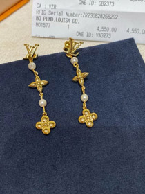Louis Vuitton LV letter pearl four-leaf clover long earrings-0316