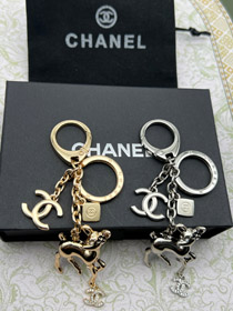 Chanel double c rhinestone pearl deer keychain-0319