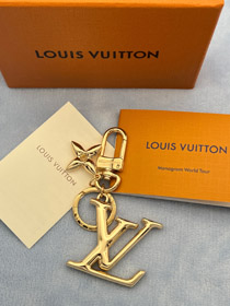 Louis Vuitton LV gold metal letter logo keychain-0348