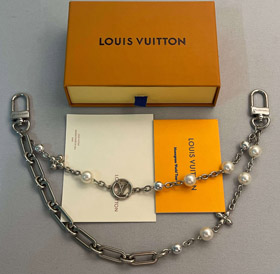 Louis Vuitton LV Letter Flower Pearl Double Chain Bag Belt Chain-0349