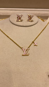 Louis Vuitton LV pink enamel letter necklace-0354