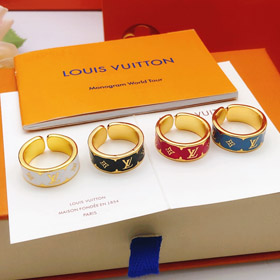 Louis Vuitton LV red oil drop letter flower ring-0356