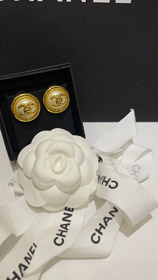 Celine pearl round button gold backpack buckle double C earrings-0381