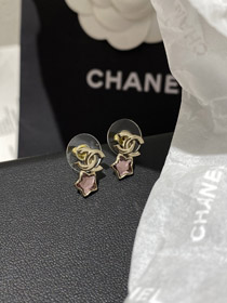 Chanel pink star light gold earrings -0410