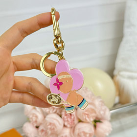 Louis Vuitton LV metal engraved brand mascot racket bag decoration keychain-0492