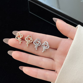 Tiffany full diamond key earrings-0506